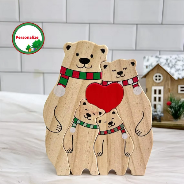 Quebra Cabeça Família Urso Personalizável - Natal