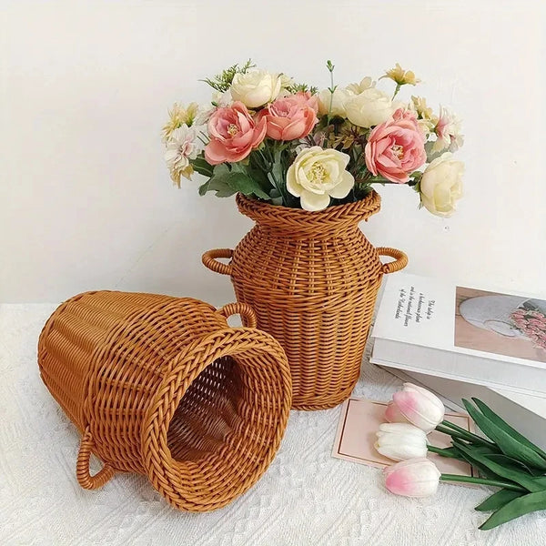 Vaso de Flores Estilo Clássico Rattan